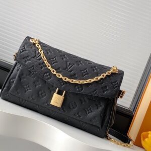 Louis Vuitton Black Shoulder Bag with Gold Chain